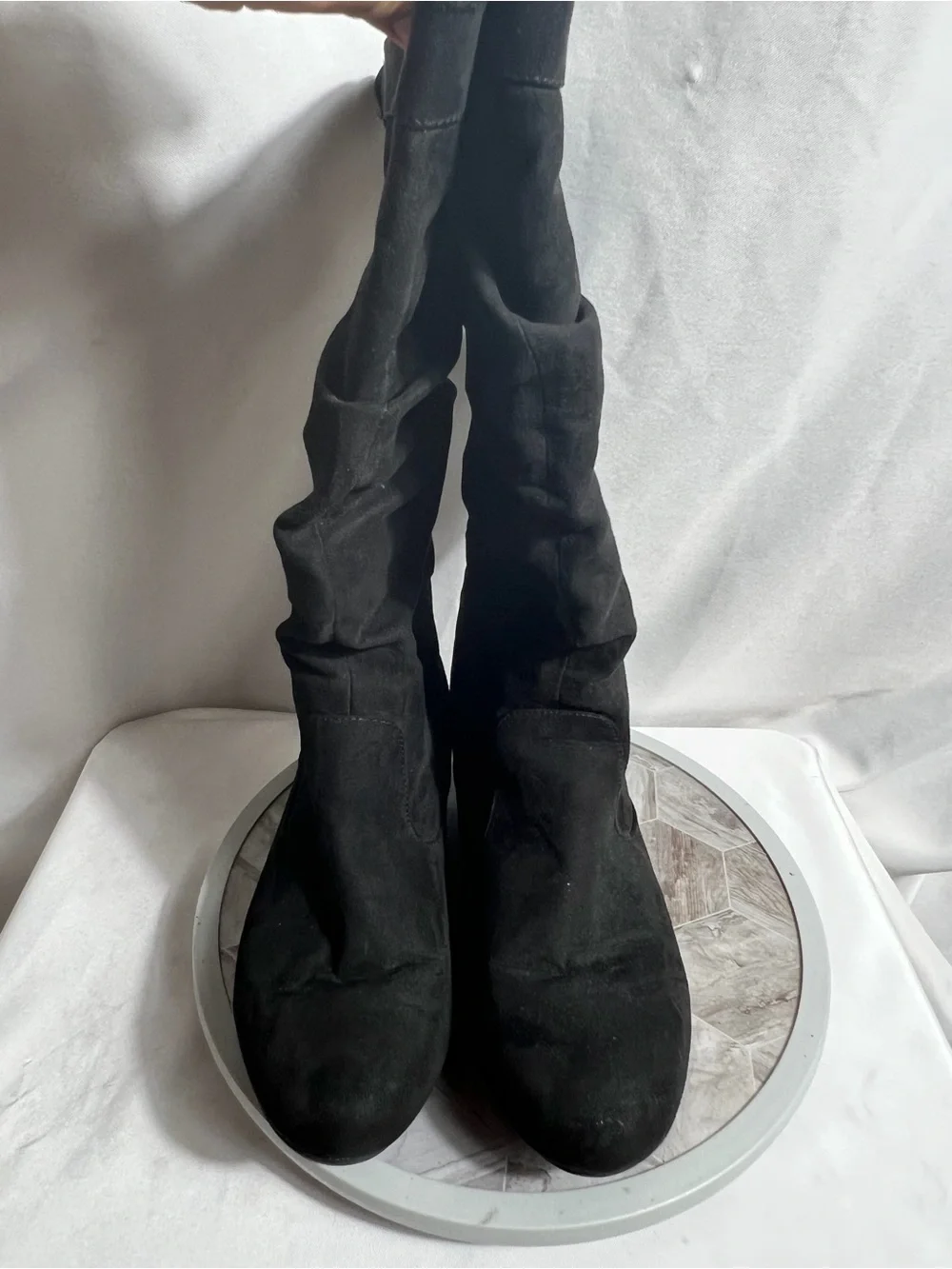 Self Esteem Women’s Black Tall Slouch Boots Size 10M Wide Shaft Textile